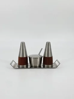 Pamono Salt & Pepper Shaker and Mustard Pot from Stelton, Denmark, 1950s, Set of 4><noscript><img width=