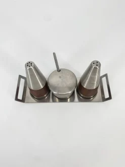 Pamono Salt & Pepper Shaker and Mustard Pot from Stelton, Denmark, 1950s, Set of 4><noscript><img width=