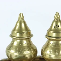 Pamono Salt & Pepper Shaker in Brass, 1970s, Set of 3><noscript><img width=