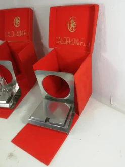 Pamono Salt and Pepper Set with Cheese Bowl by Gio Ponti for F.lli Calderoni, Italy, 1950s, Set of 8><noscript><img width=