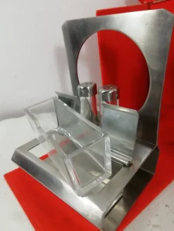 Pamono Salt and Pepper Set with Cheese Bowl by Gio Ponti for F.lli Calderoni, Italy, 1950s, Set of 8><noscript><img width=