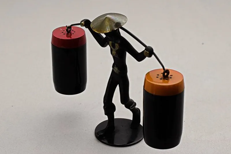 Pamono Salt and Pepper Shaker Holder Chinese by Richard Rohac, 1950s> Salt & Pepper Shakers
