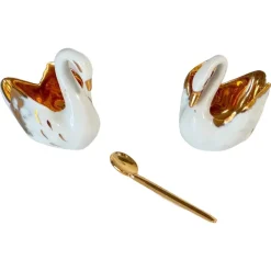 Pamono Salt and Pepper Shaker in Ceramic with Spoon from Limoges, France, 1960s, Set of 3> Salt & Pepper Shakers