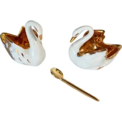 Pamono Salt and Pepper Shaker in Ceramic with Spoon from Limoges, France, 1960s, Set of 3><noscript><img width=