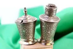 Pamono Salt and Pepper Shakers in Embossed Silver, Set of 2> Salt & Pepper Shakers