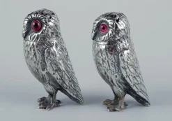 Pamono Salt and Pepper Shakers in Owl Shape by Edward Charles Brown, Set of 2> Salt & Pepper Shakers