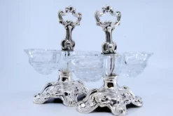 Pamono Salt and Pepper Shakers in Embossed Silver with Cut Glass Containers, Set of 2> Salt & Pepper Shakers