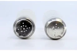 Pamono Salt and Pepper Shakers in Cut Glass with Silver-Plated Lids, Set of 2><noscript><img width=