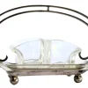 Pamono Salt and Pepper Shakers in Cut Glass with Silver Structure, Double Handle and Round Feet, Set of 3