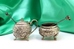 Outlet Pamono Salt and Pepper Shakers in Embossed Silver