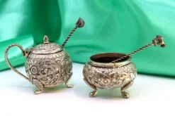 Outlet Pamono Salt and Pepper Shakers in Embossed Silver