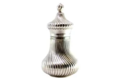 Hot Pamono Salt Shaker in Spiraled Silver with Knob Lid