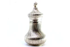 Hot Pamono Salt Shaker in Spiraled Silver with Knob Lid