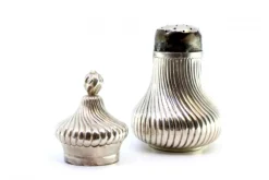 Hot Pamono Salt Shaker in Spiraled Silver with Knob Lid