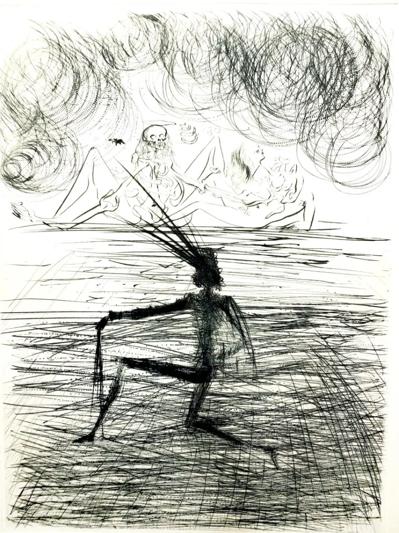 Clearance Pamono Salvador Dali - Kneeling Knight - Original Etching 1969