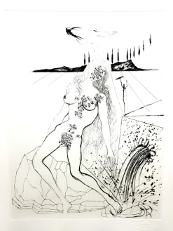 Online Pamono Salvador Dali - Nude at the Fountain - Original Etching 1967