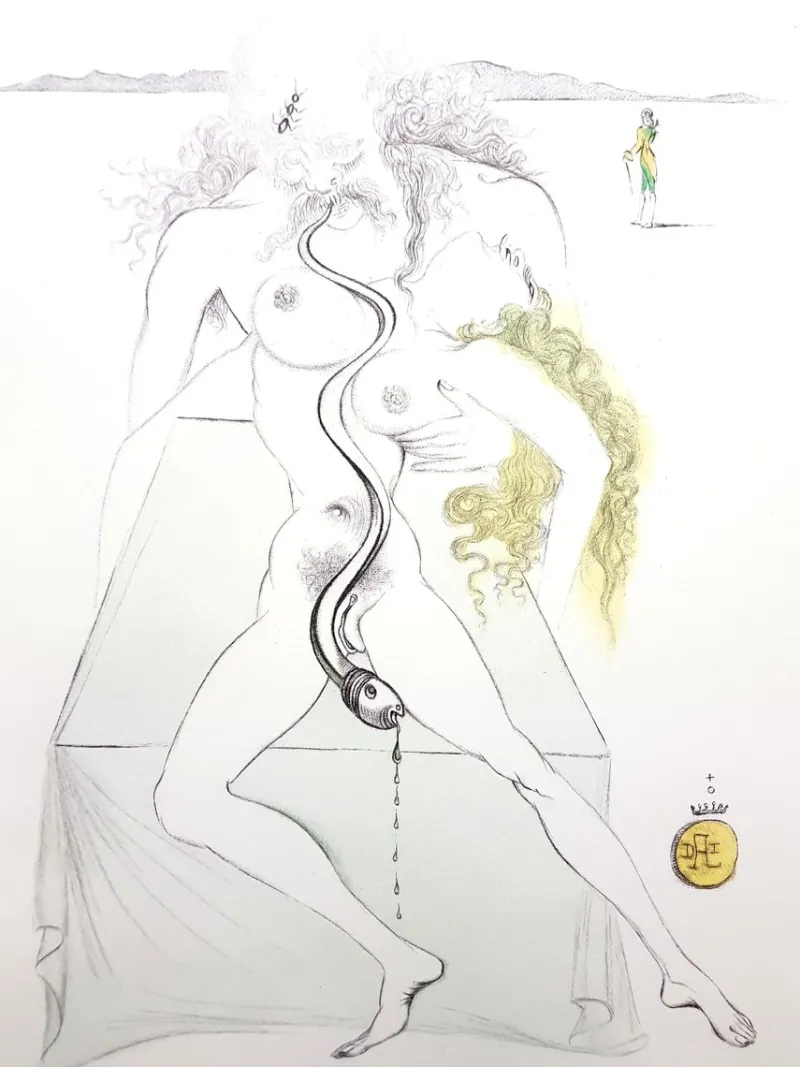 Clearance Pamono Salvador Dali - Nude Couple - Original Etching 1967
