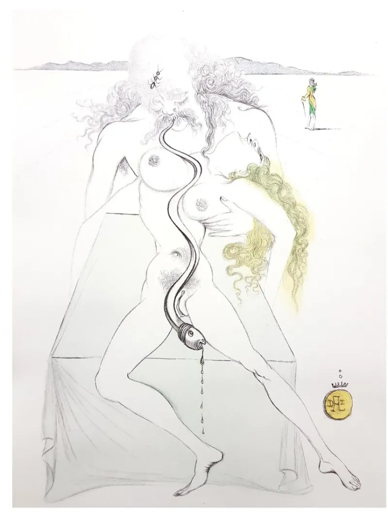 Clearance Pamono Salvador Dali - Nude Couple - Original Etching 1967