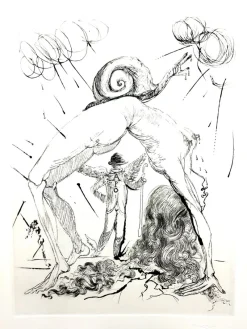 Pamono Salvador Dali - Nude with Snail - Original Etching 1967> Surrealist