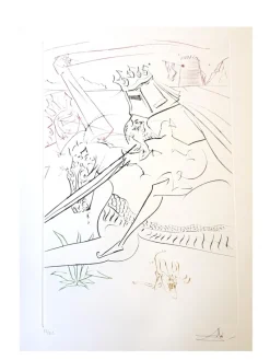 Hot Pamono Salvador Dali - The Black Knight - Original Handsigned Etching 1975