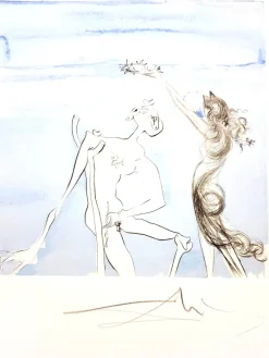 Clearance Pamono Salvador Dali - The Laurels of Happiness - Original Signed Engraving 1974