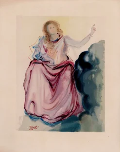Pamono Salvador Dali, Beatrice Resolves Dante's Doubts, 1964, Original Woodcut> Surrealist