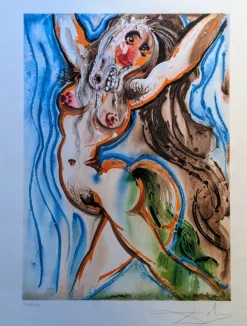 Pamono Salvador Dali, La Femme Cheval, 1971, Original Hand-Signed Color Lithograph> Surrealist
