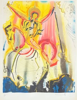 New Pamono Salvador Dali, Le Cavalier Triomphant, 1973, Drypoint Etching on Chromolithograph