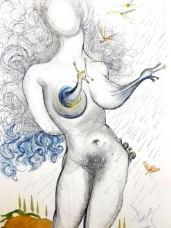 New Pamono Salvador Dali, Nude with Snails Breats, 1967, Etching