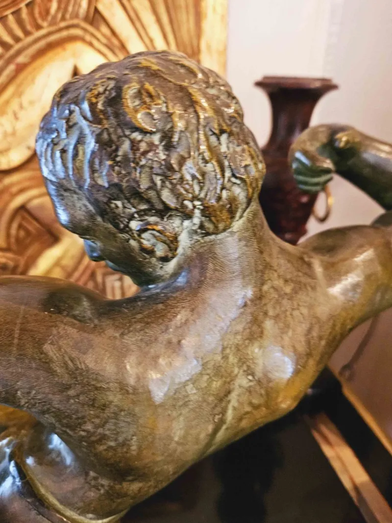 Outlet Pamono Salvator Riolo, Large Art Deco Archer Sculpture, 1920s, Patinated Bronze