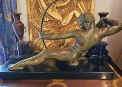 Outlet Pamono Salvator Riolo, Large Art Deco Archer Sculpture, 1920s, Patinated Bronze