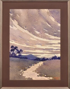Pamono Samuel Dennis Walley Timmins, Running Stream in the Welsh Marches, 1932, Watercolor> Art Deco