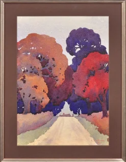 Pamono Samuel Dennis Walley Timmins, The Road That Takes You Home, Staffordshire Countryside Landscape, 1932, Watercolor, Framed> Work On Paper