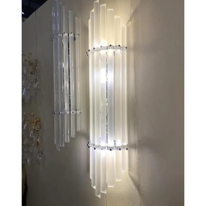 Clearance Pamono Sanded Murano Glass Bars Wall Sconces by Simoeng, Set of 2