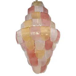 Pamono Sanded Pink and Amber Petals Murano Glass Chandelier by Simoeng> Ceiling Lights