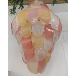 Pamono Sanded Pink and Amber Petals Murano Glass Chandelier by Simoeng><noscript><img width=