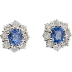 Pamono Sapphires, Diamonds and Platinum Earrings, Set of 2> Earrings