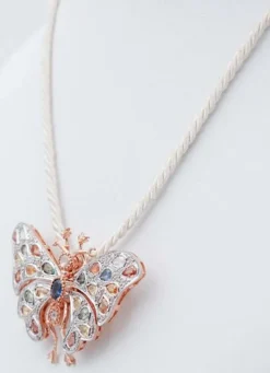 Pamono Sapphires, Diamonds, Rose Gold and Silver Brooch or Pendant Necklace><noscript><img width=
