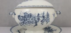 Pamono Sarreguemines Earthenware Soup Tureen, 1890s><noscript><img width=