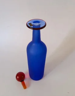 Online Pamono Satin Blue Murano Glass Bottle by Franco Moretti, 1990s