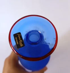 Online Pamono Satin Blue Murano Glass Bottle by Franco Moretti, 1990s