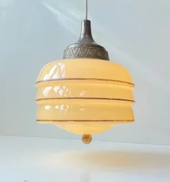 Pamono Scandinavian Art Deco Opaline Glass Beehive Pendant Lamp, 1930s><noscript><img width=