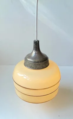 Pamono Scandinavian Art Deco Opaline Glass Beehive Pendant Lamp, 1930s><noscript><img width=