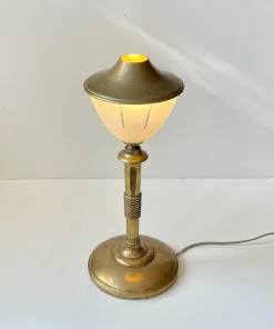 Pamono Scandinavian Art Deco Table Lamp in Bronze, Brass and Glass, 1930s><noscript><img width=