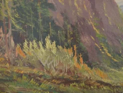 Pamono Scandinavian Artist, The Chalet at the Mountain Stream, 1970s, Oil on Canvas><noscript><img width=