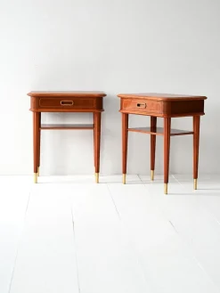 Pamono Scandinavian Bedside Tables in Mahogany, 1940s, Set of 2> Nightstands