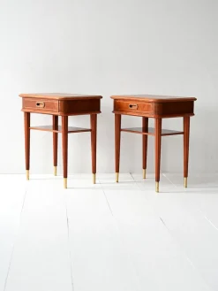 Pamono Scandinavian Bedside Tables in Mahogany, 1940s, Set of 2><noscript><img width=