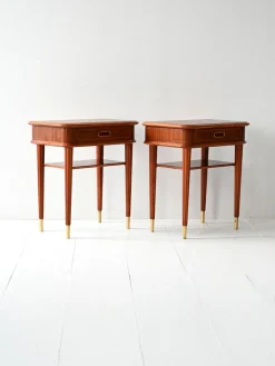 Pamono Scandinavian Bedside Tables in Mahogany, 1940s, Set of 2><noscript><img width=