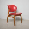 Outlet Pamono Scandinavian Beech Chair with Red Skai Upholstery, 1950s