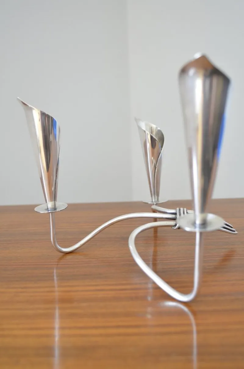 Pamono Scandinavian Calla Lily Candleholder by Hans Jensen, 1960s> Candleholders